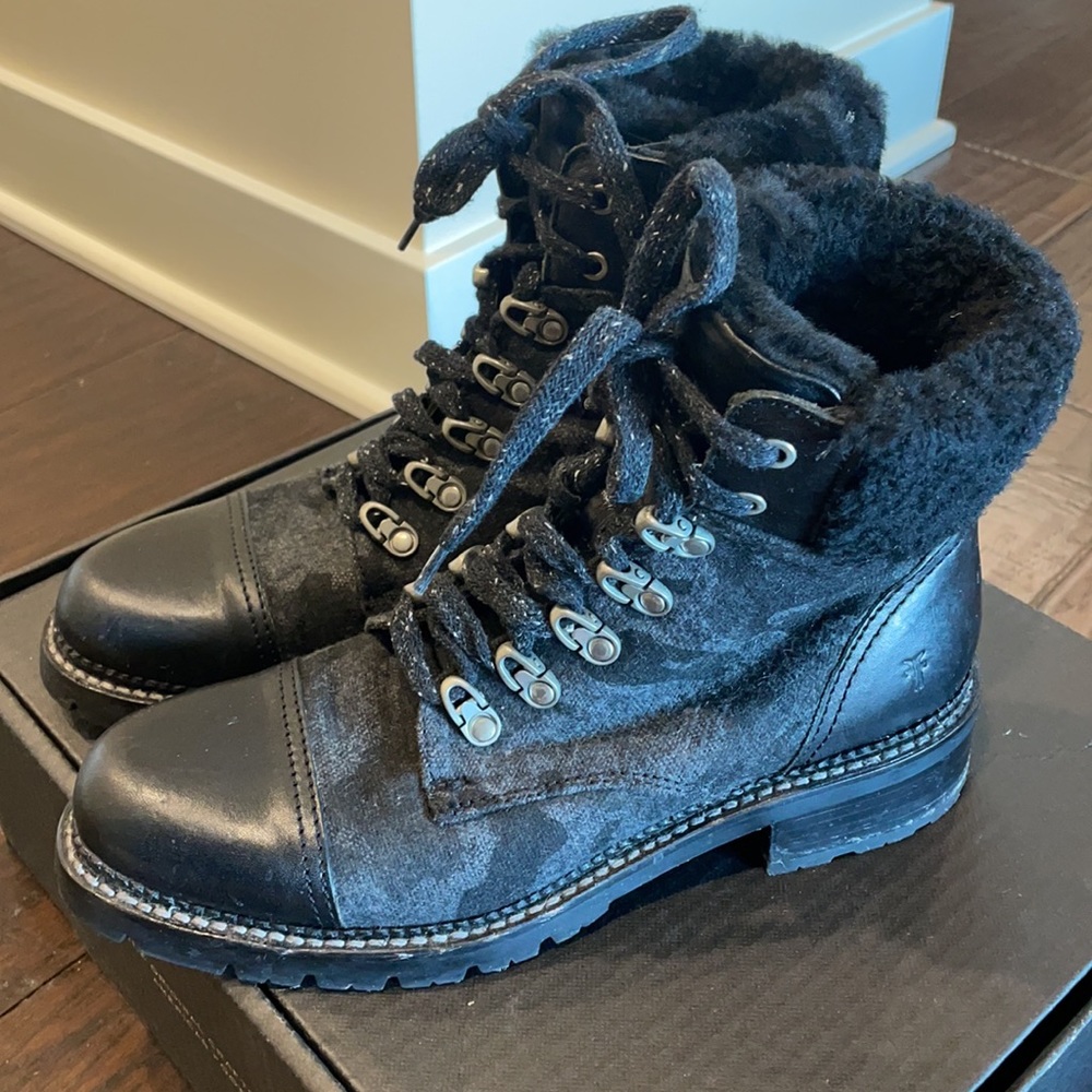 Worn once. Frye Samantha hiker in black camo - Picture 3 of 7
